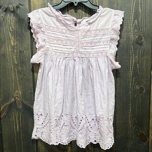 Jennifer & Grace Babydoll Top M Purple Ruffle Eyelet Lace Small Boho Girly‎ Y2K